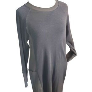 Organic Cotton SizeS Soft Dress Pockets Grey Monochrome Comfy Cozy Corduroy